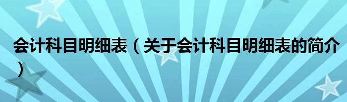 會(huì)計(jì)科目明細(xì)表（關(guān)于會(huì)計(jì)科目明細(xì)表的簡介）