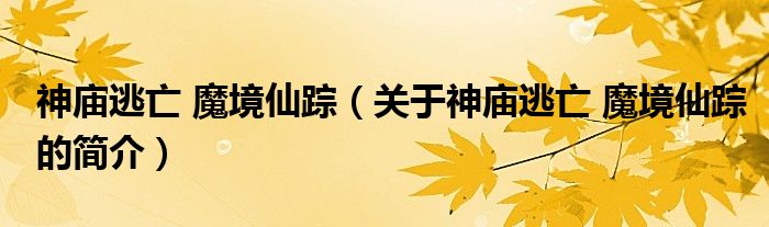 神廟逃亡 魔境仙蹤（關于神廟逃亡 魔境仙蹤的簡介）