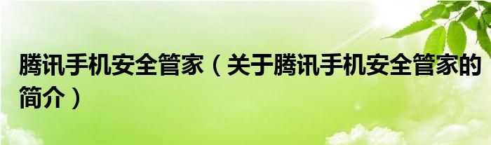 騰訊手機(jī)安全管家（關(guān)于騰訊手機(jī)安全管家的簡介）