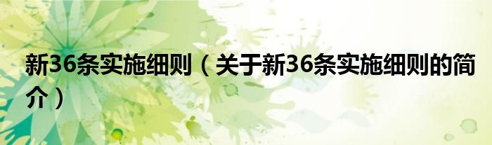 新36條實施細則（關(guān)于新36條實施細則的簡介）