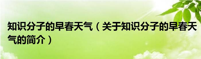 知識(shí)分子的早春天氣（關(guān)于知識(shí)分子的早春天氣的簡(jiǎn)介）