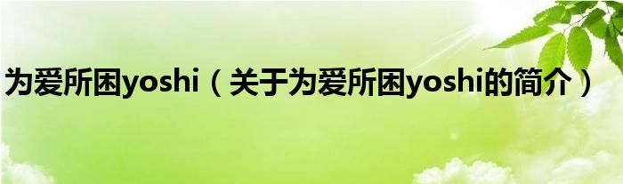 為愛(ài)所困yoshi（關(guān)于為愛(ài)所困yoshi的簡(jiǎn)介）