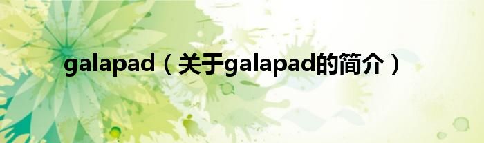 galapad（關(guān)于galapad的簡介）