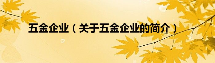 五金企業(yè)（關(guān)于五金企業(yè)的簡(jiǎn)介）