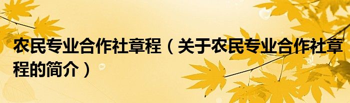 農(nóng)民專業(yè)合作社章程（關(guān)于農(nóng)民專業(yè)合作社章程的簡介）