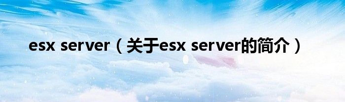 esx server（關(guān)于esx server的簡介）