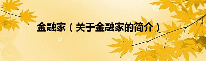 金融家（關(guān)于金融家的簡介）