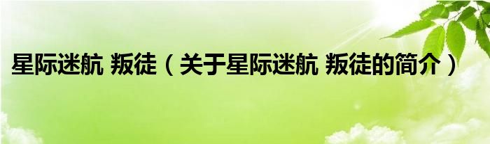 星際迷航 叛徒（關(guān)于星際迷航 叛徒的簡(jiǎn)介）