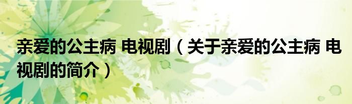 親愛的公主病 電視?。P于親愛的公主病 電視劇的簡介）