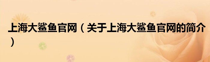 上海大鯊魚(yú)官網(wǎng)（關(guān)于上海大鯊魚(yú)官網(wǎng)的簡(jiǎn)介）