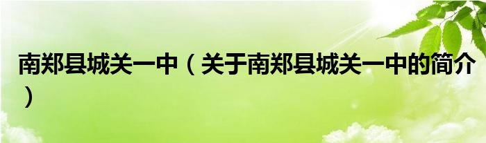 南鄭縣城關一中（關于南鄭縣城關一中的簡介）