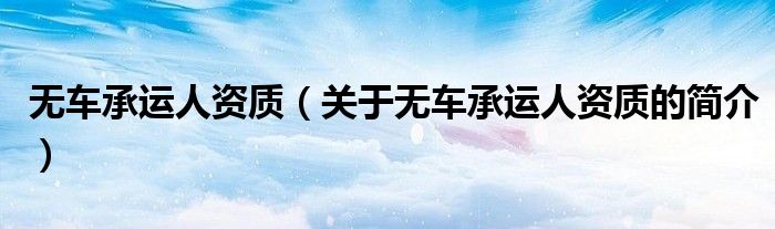 無車承運(yùn)人資質(zhì)（關(guān)于無車承運(yùn)人資質(zhì)的簡(jiǎn)介）