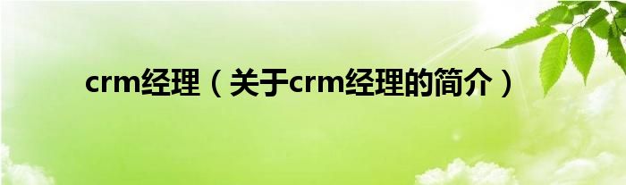 crm經(jīng)理（關(guān)于crm經(jīng)理的簡(jiǎn)介）