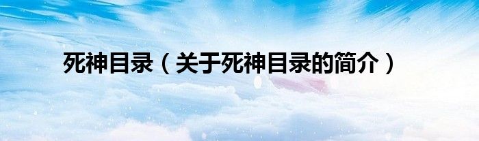 死神目錄（關(guān)于死神目錄的簡(jiǎn)介）