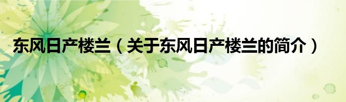 東風(fēng)日產(chǎn)樓蘭（關(guān)于東風(fēng)日產(chǎn)樓蘭的簡介）