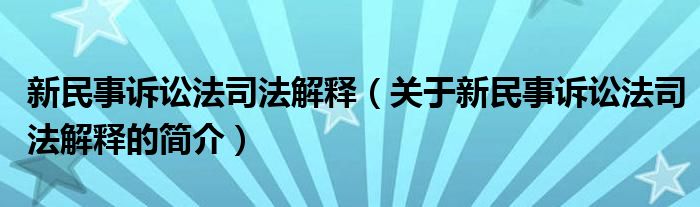 新民事訴訟法司法解釋（關(guān)于新民事訴訟法司法解釋的簡(jiǎn)介）