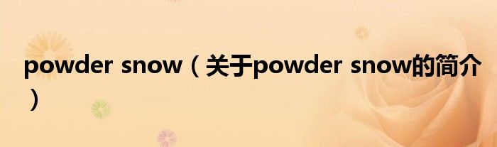 powder snow（關(guān)于powder snow的簡介）