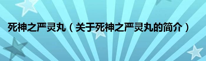 死神之嚴(yán)靈丸（關(guān)于死神之嚴(yán)靈丸的簡介）