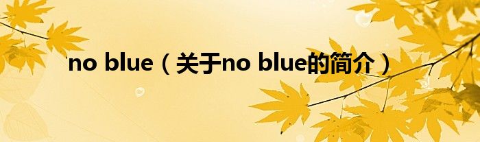 no blue（關(guān)于no blue的簡介）