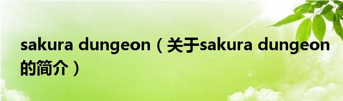 sakura dungeon（關(guān)于sakura dungeon的簡(jiǎn)介）