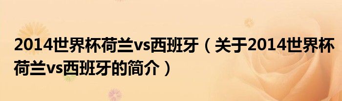 2014世界杯荷蘭vs西班牙（關(guān)于2014世界杯荷蘭vs西班牙的簡(jiǎn)介）