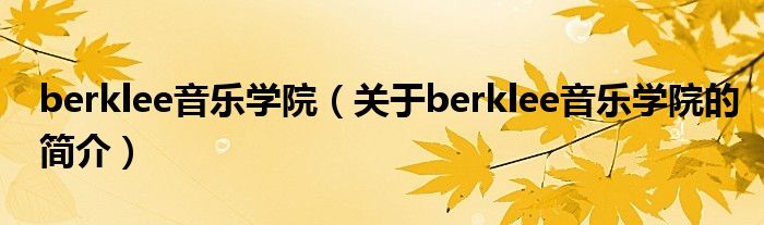 berklee音樂(lè)學(xué)院（關(guān)于berklee音樂(lè)學(xué)院的簡(jiǎn)介）