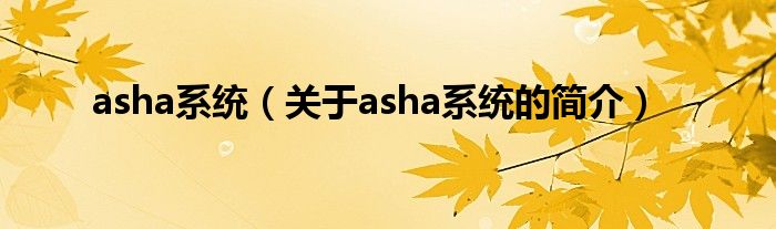 asha系統(tǒng)（關(guān)于asha系統(tǒng)的簡介）