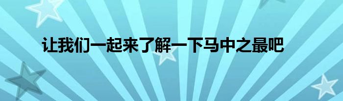 讓我們一起來了解一下馬中之最吧