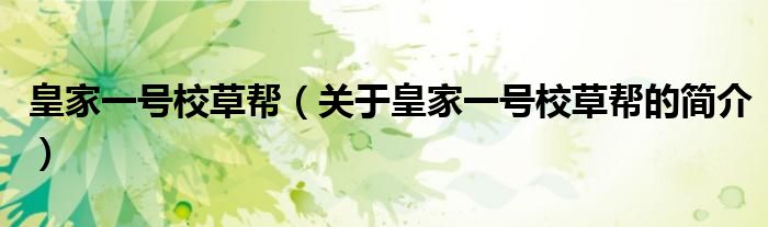 皇家一號校草幫（關(guān)于皇家一號校草幫的簡介）