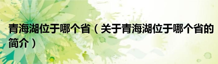 青海湖位于哪個(gè)?。P(guān)于青海湖位于哪個(gè)省的簡(jiǎn)介）