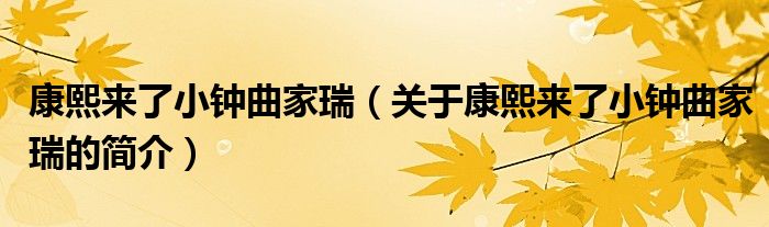 康熙來(lái)了小鐘曲家瑞（關(guān)于康熙來(lái)了小鐘曲家瑞的簡(jiǎn)介）