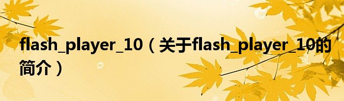 flash_player_10（關(guān)于flash_player_10的簡介）