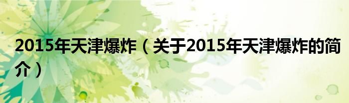 2015年天津爆炸（關(guān)于2015年天津爆炸的簡(jiǎn)介）