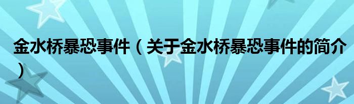 金水橋暴恐事件（關(guān)于金水橋暴恐事件的簡(jiǎn)介）