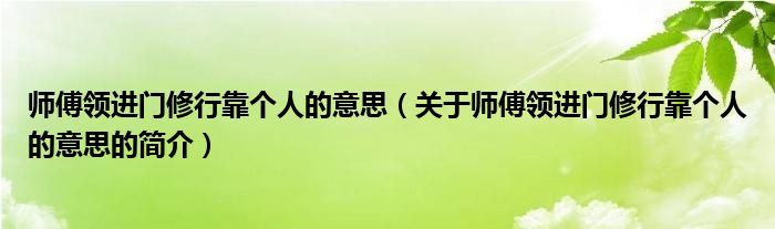 師傅領(lǐng)進(jìn)門修行靠個人的意思（關(guān)于師傅領(lǐng)進(jìn)門修行靠個人的意思的簡介）