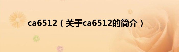 ca6512（關(guān)于ca6512的簡介）