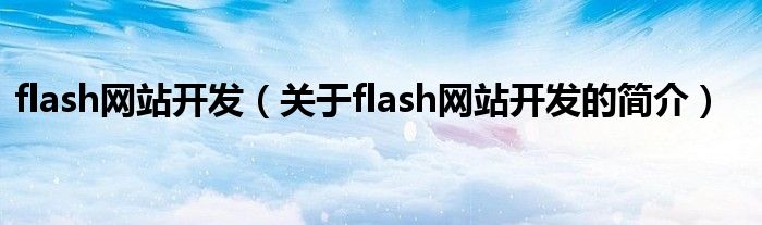 flash網站開發(fā)（關于flash網站開發(fā)的簡介）