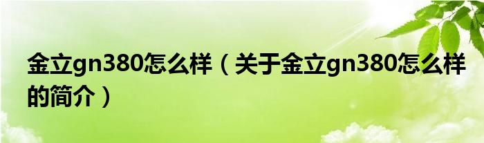 金立gn380怎么樣（關(guān)于金立gn380怎么樣的簡(jiǎn)介）