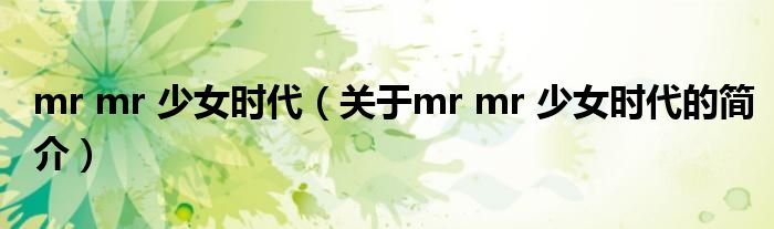 mr mr 少女時(shí)代（關(guān)于mr mr 少女時(shí)代的簡(jiǎn)介）