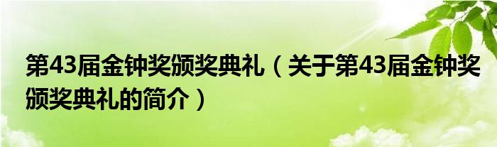 第43屆金鐘獎(jiǎng)?lì)C獎(jiǎng)典禮（關(guān)于第43屆金鐘獎(jiǎng)?lì)C獎(jiǎng)典禮的簡(jiǎn)介）