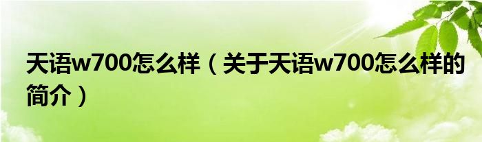 天語w700怎么樣（關(guān)于天語w700怎么樣的簡介）