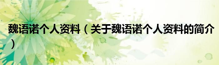 魏語諾個(gè)人資料（關(guān)于魏語諾個(gè)人資料的簡(jiǎn)介）