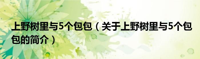 上野樹里與5個包包（關(guān)于上野樹里與5個包包的簡介）