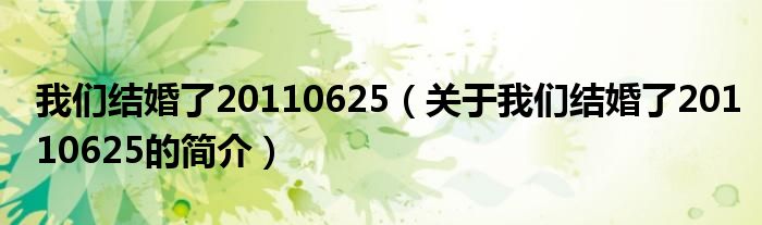 我們結(jié)婚了20110625（關(guān)于我們結(jié)婚了20110625的簡介）