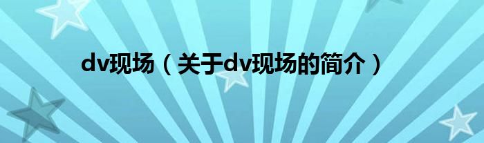 dv現(xiàn)場（關于dv現(xiàn)場的簡介）