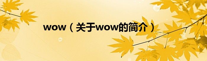 wow（關(guān)于wow的簡(jiǎn)介）