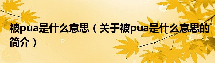 被pua是什么意思（關(guān)于被pua是什么意思的簡(jiǎn)介）