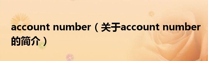 account number（關(guān)于account number的簡(jiǎn)介）