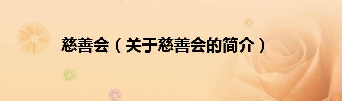 慈善會(huì)（關(guān)于慈善會(huì)的簡(jiǎn)介）