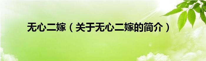 無(wú)心二嫁（關(guān)于無(wú)心二嫁的簡(jiǎn)介）